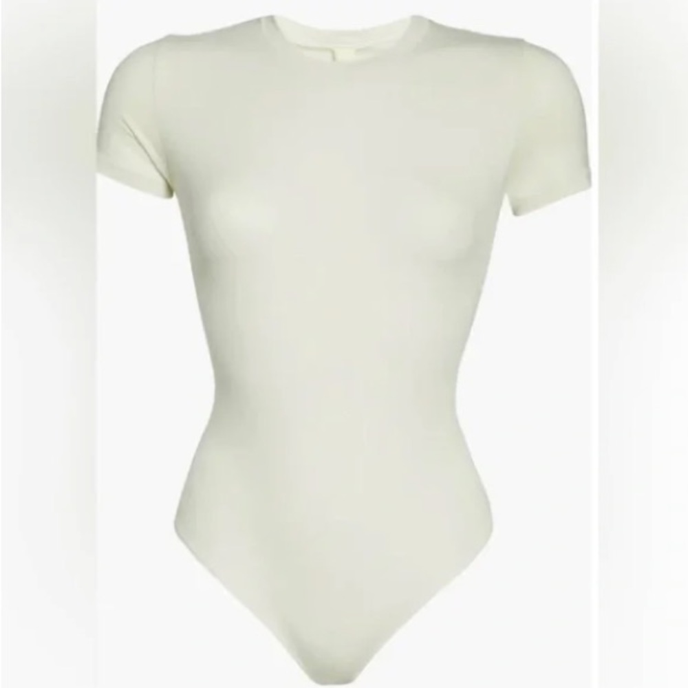 SKIMS Stretch Cotton Jersey T-Shirt Bodysuit Bone